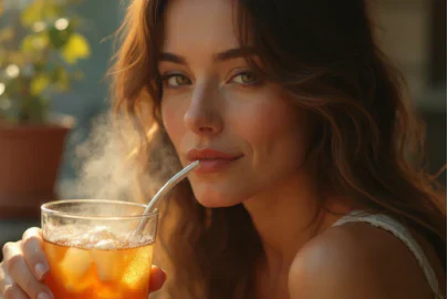 Girl drinking with a straw